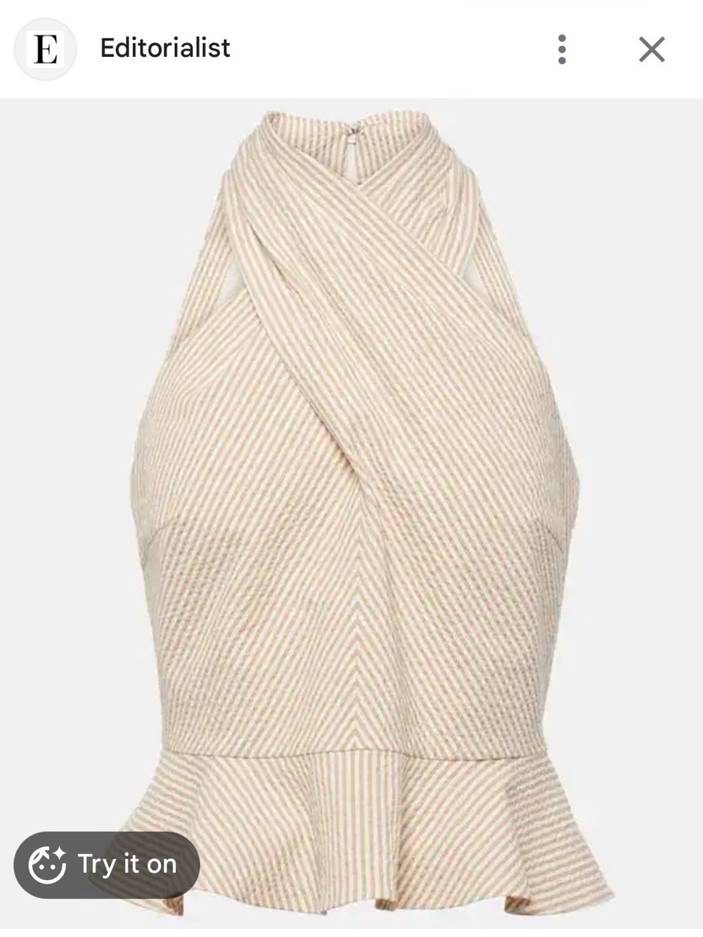 Veronica Beard Drey Tan Seersucker Top with Peplum 6
